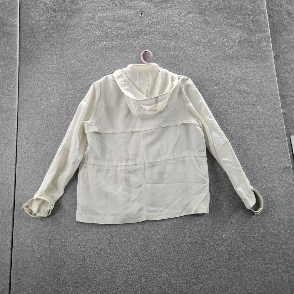 Vince Women Jacket M White Anorak Utility Snap‎ Button Zipper